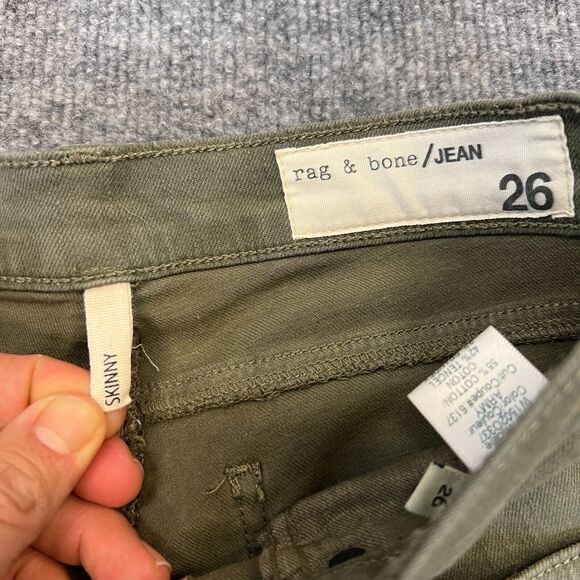 Rag & Bone Skinny Jeans Womens 26 Army Green Super Stretch Mid Rise Denim - Picture 6 of 11